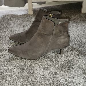 Kitten Heel Gray Suede Booties